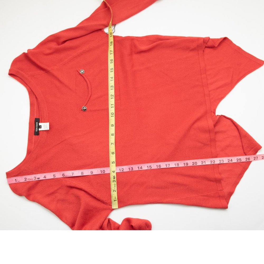 Kerisma Joelle Top Knit Sheer Chiffon Back Shirt Brick Red Size Large New - Picture 7 of 7